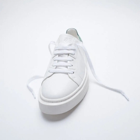 Giày sneaker Zara chính hãng Back Contrast Sneakers Women white - Trắng xanh