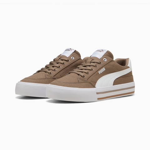Giày thể thao sneaker chính hãng Puma Court Classic Vulcanised Formstrip Unisex Brown White - Nâu trắng