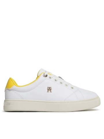 [ Hàng Auth ] Giày hàng hiệu Tommy Hilfiger Elevated Essential Leather Monogram Court Yellow White - Trắng vàng