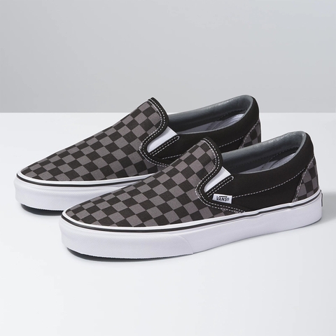 Giày Vans chính hãng Slip on Checkerboard Black Pewter - Đen Xám