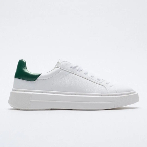 Giày sneaker Zara chính hãng Back Contrast Sneakers Women white - Trắng xanh
