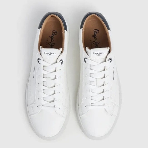 [Hàng auth] Giày thể thao sneaker thời trang thương hiệu Anh Pepe Jeans London Leather White Classic - Trắng cổ điển