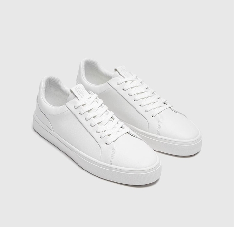 Giày sneaker Pull&Bear chính hãng All white Classic - Trắng Dáng cổ điển