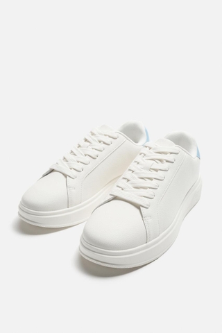 Giày sneaker Zara chính hãng Blue White Platform - Dáng đế dày Trắng xanh