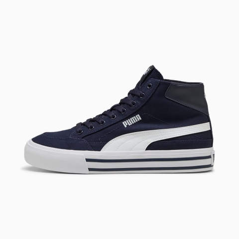 Giày thể thao sneaker chính hãng Puma Court Classic Vulcanized Formstrip Men's Mid Top Navy White - Xanh Navy