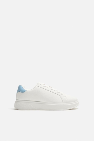 Giày sneaker Zara chính hãng Blue White Platform - Dáng đế dày Trắng xanh