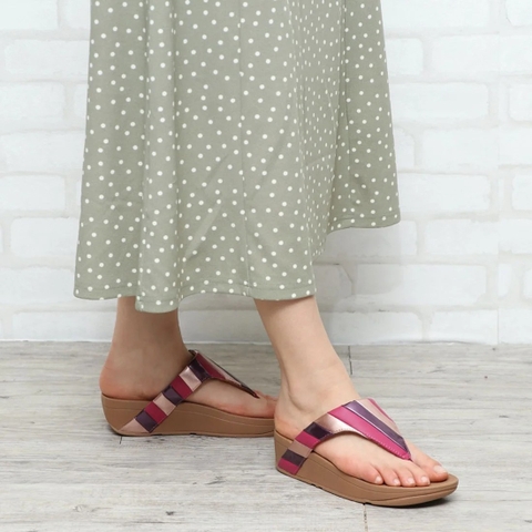 Dép xỏ ngón FitFlop chính hãng LOTTIE  Rainbow Patchwork Toe-Posts - 2 màu Đen và Hồng - size 36 37 38 39 40