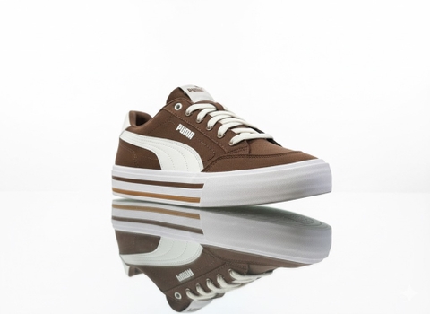 Giày thể thao sneaker chính hãng Puma Court Classic Vulcanised Formstrip Unisex Dark Brown Chocolate White - Nâu đậm trắng