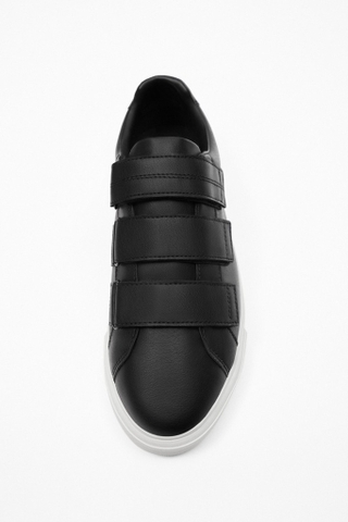 Giày sneaker Zara chính hãng Quai dán Velcro Đen Da - Black Leather