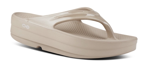 Dép phục hồi sức khoẻ chính hãng OOFOS Healthy Platform Beige Sandal - Be đế cao