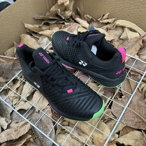 Giày Tennis Yonex chính hãng Power Cushion Sonicage 3 Clay Đen Xanh Hồng - Black Green Pink Shoes - size 40.5