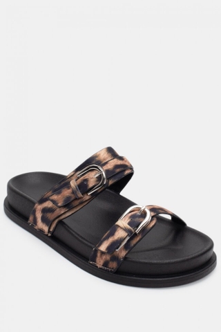 Dép Sandal Zara chính hãng Flat Buckles da beo