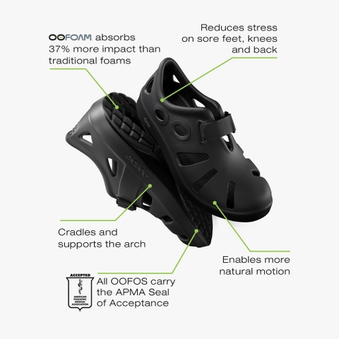 Giày dép sức khoẻ chính hãng OOFOS OOcandoo Travel Sandal Black Unisex - Đen