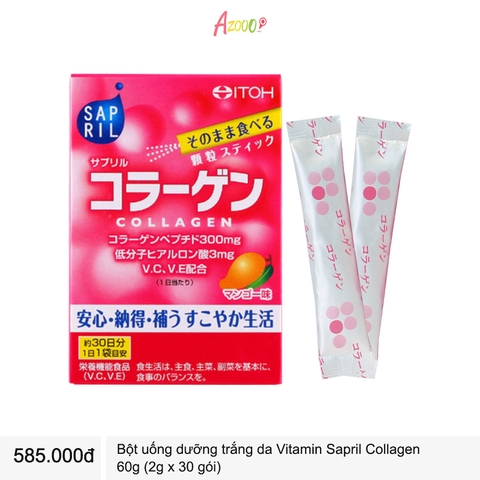 Bột uống dưỡng trắng da Vitamin Sapril Collagen 60g (2g x 30 gói)