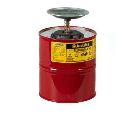10308 JUSTRITE Bình rót nhấn piston bằng thép 1 gallon, lưới chắn lửa đục lỗ, màu đỏ