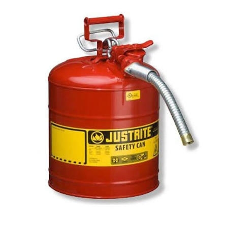 JUSTRITE 7250130 Can an toàn bằng thép cho chất dễ cháy, Loại II, AccuFlow™, Màu đỏ, 5 Gallon - 19L