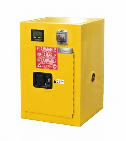 Tủ sạc pin lithium chống cháy thông minh 12 gallon- báo khói và thông gió tự động BLUEZEIZ BlueBAC-12-GYN