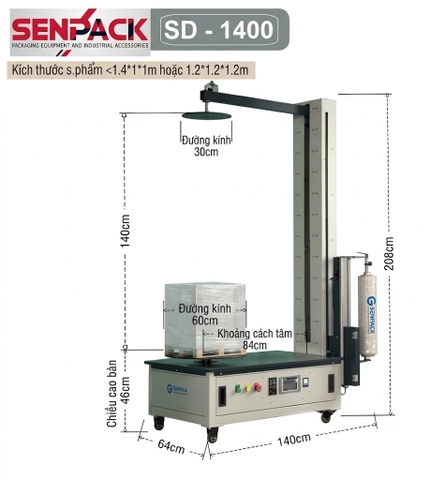 Máy quấn màng thùng Carton - Cắt màng tự động- SENPACK SD - 1400