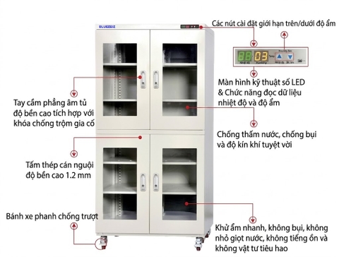 Bluezeiz BlueDHC-870 Tủ chống ẩm bảo quản linh kiện điện tử, thực phẩm giá trị cao 870l