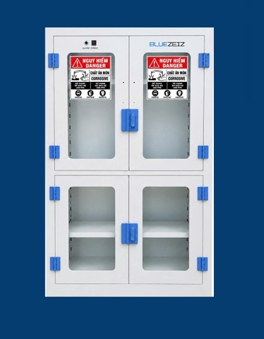 Tủ đựng hóa chất chống ăn mòn nhựa PP, 4 cánh kính BLUEZEIZ - BluePPC-4GW 