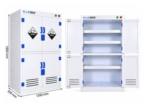 TỦ NHỰA ĐỰNG HÓA CHẤT CÓ QUẠT HÚT MÙI BLUEZEIZ - BluePPC-1200MM-4SD