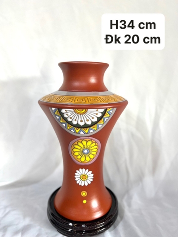 bình gốm dáng cúp cao 34cm đk 20cm