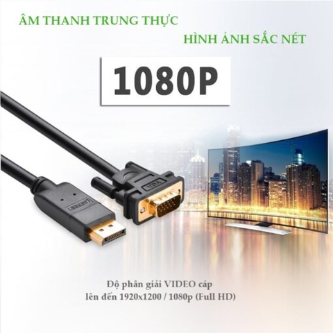 Cáp chuyển đổi có chipset Displayport sang VGA 1.5M Ugreen(10247)