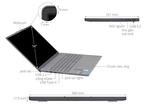 Lenovo IdeaPad Slim 3 16IRH10 - 83K20002VN (I5-13420H/16GB/SSD 512GB/WUXGA/W11/XÁM/NO DVD/16.0