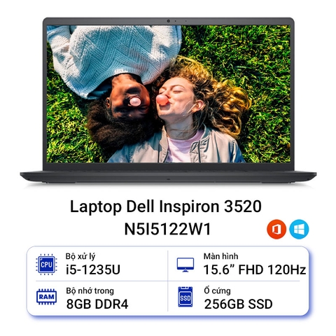 Laptop Dell N3520 - N515122W1 (I5-1235U/8GB/SSD 256G/FHD/W11/OFFICE HS 21/BLACK/NO DVD/15.6