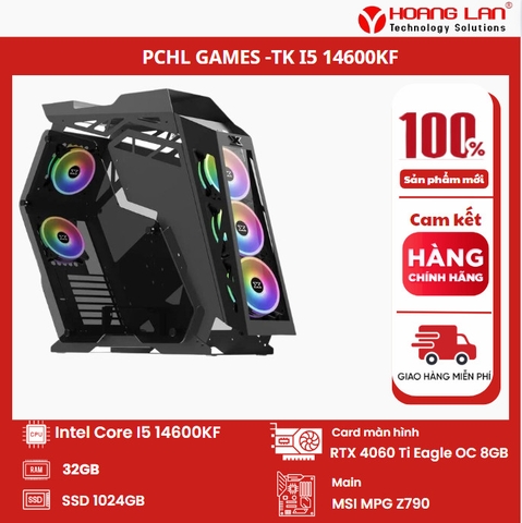 BỘ MÁY TÍNH PCHL 04 GAMING ( INTEL CORE I5-14600KF / VGA: Gigabyte RTX 4060 Ti Eagle OC 8GB / Ram: 32GB / SSD: 1T / PSU: 750W )
