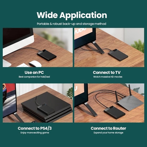 Thiết Bị Ổ Cứng 2.5 Inch Dùng Để Kết Nối Ổ Cứng Sata Với Máy Tính Qua Cổng USB, Kèm Dây Cáp Ugreen(30847)