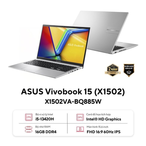 NB ASUS X1502VA - BQ885W (I5-13420H/16GB/SSD 512GB/FHD/W11/ SILVER/ NO DVD/15.6