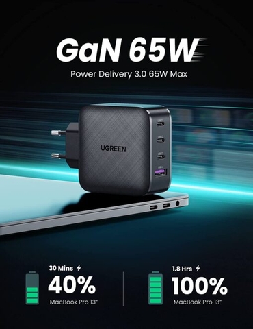 Sạc Điện Thoại Máy Tính Bảng Cổng USB-C 65W Ugreen