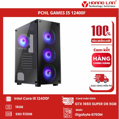 BỘ MÁY TÍNH PCHL 09 GAMING ( INTEL CORE I5-12400F / VGA: GTX 1660 SUPER D6 6GB / Ram: 16GB / SSD: 512GB / PSU: CV550W )