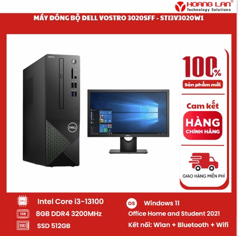 Máy đồng bộ Dell Vostro 3020SFF - STI3V3020W1 (I3-13100/8GB/SSD 512GB/W11/Office 2021/NO DVD)/Key/Mouse