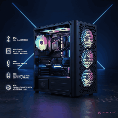 BỘ MÁY TÍNH PCHL 01 GAMING ( INTEL CORE I9-14900K /VGA RỜI: Gigabyte GeForce RTX 4090 WINDFORCE 24GB /Ram: 128GB  /SSD: 2T /PSU: 1250W )