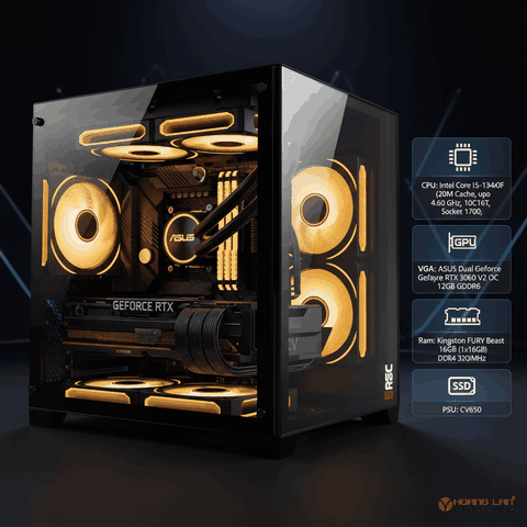 BỘ MÁY TÍNH PCHL 06 GAMING ( INTEL CORE I5-13400F VGA:  RTX 3060 V2 OC 12GB / Ram: 16GB / SSD: 512GB / PSU: CV650 )