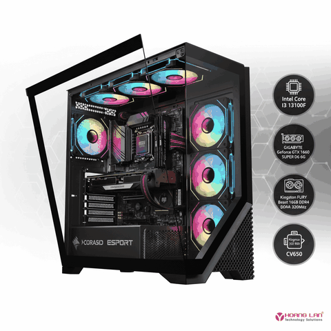 BỘ MÁY TÍNH PCHL 07 GAMING ( INTEL CORE I3-13100F / VGA: GTX 1660 SUPER D6 6G / Ram: 16GB / SSD: 512GB / PSU: CV650 )