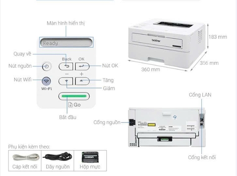 Máy in laser trắng đen đơn năng Brother HL-B2180DW Wifi