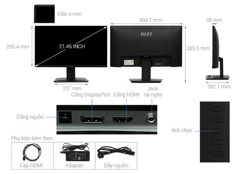 Màn hình MSI PRO MP223 E2 21.45 inch FHD/VA/100Hz/1ms
