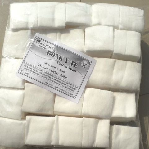 Bông gòn cắt miếng sẵn 6x6cm – Gói 500 gam – Bông y tế Bảo Thạch