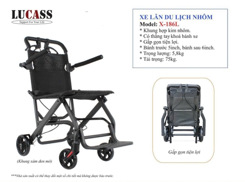 Xe lăn du lịch bánh nhỏ  X-186L Lucass