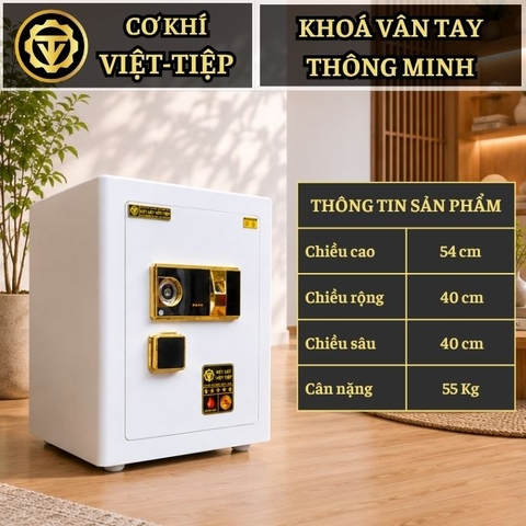 KÉT VIỆT TIỆP B56VT_KHOÁ VÂN TAY_55Kg_BO GÓC KHÔNG BẢN LỀ
