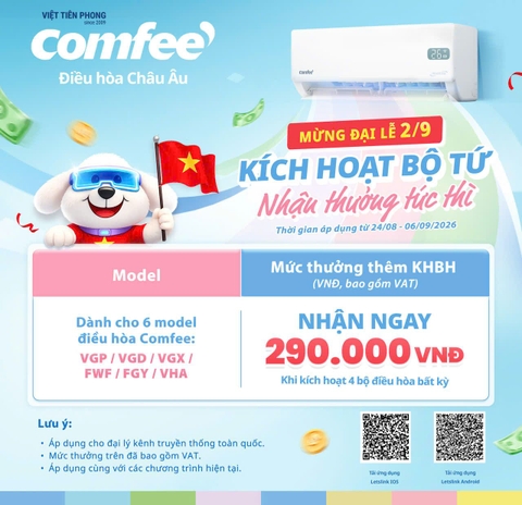 COMFEE KHUYẾN MÃI THÁNG 8/2026: KÍCH HOẠT BẢO HÀNH – NHẬN THƯỞNG LỚN