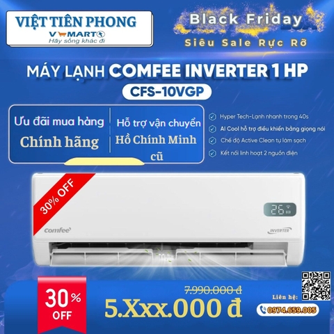 Máy Lạnh Comfee Inverter 1HP CFS-10VGP – Giá Sốc Black Friday, Giảm Đến 30%
