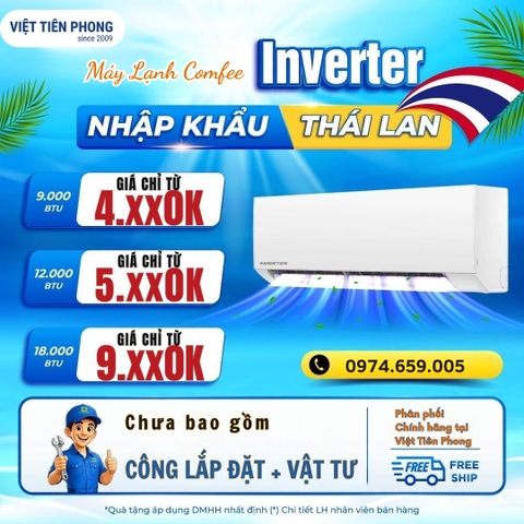 Máy lạnh Comfee Inverter nhập khẩu Thái Lan – Giá chỉ từ 4.xx triệu tại Việt Tiên Phong