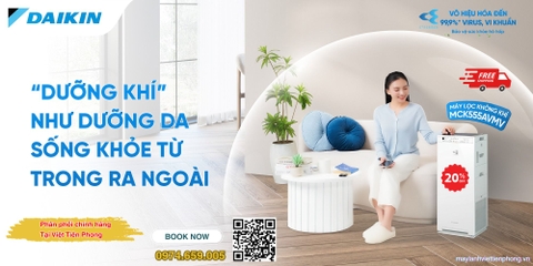 Máy lọc không khí Daikin MCK55SAVM – “Dưỡng khí” như dưỡng da, sống khỏe từ trong ra ngoài