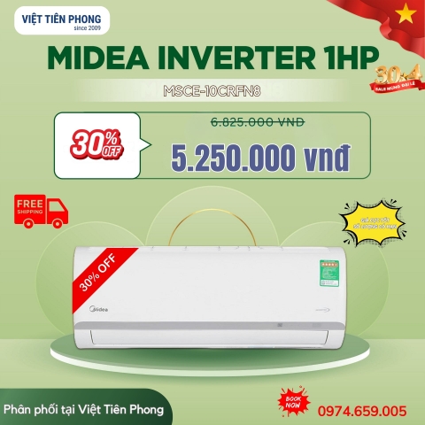 Máy lạnh Midea Inverter 1HP MSCE-10CRFN8 giảm ngay 30% – Chỉ còn 5.250.000 VNĐ tại Việt Tiên Phong