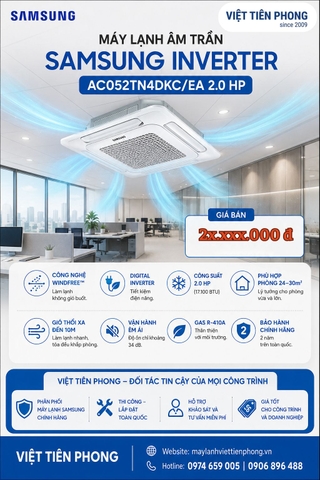Máy lạnh âm trần Samsung Inverter AC052TN4DKC/EA 2.0 HP (17.100 BTU) – WindFree™ Tiết Kiệm Điện, Phân Phối Chính Hãng