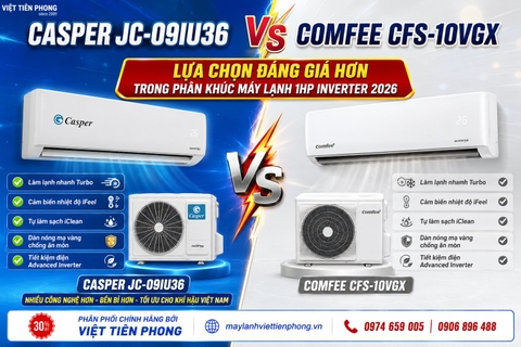 So sánh Casper JC-09IU36 và Comfee CFS-10VGX: Nên chọn máy lạnh nào cho phòng dưới 15m²?